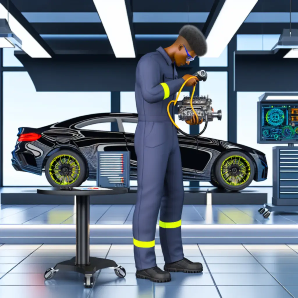 Monteur voert nauwkeurige motordiagnose uit in een moderne werkplaats